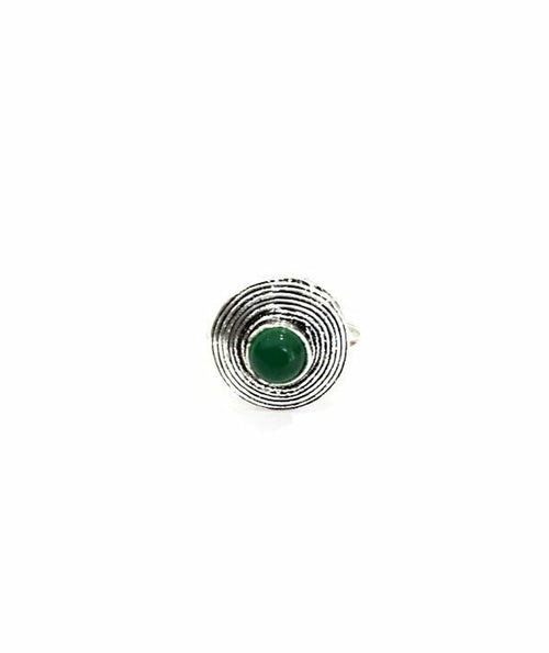 Handmade Circle Stone Ring - Brass and Silver, Hypoallergenic, One Size, Easy to Care For - Jewelry & Watches - Bijou Her - Colour -  - 
