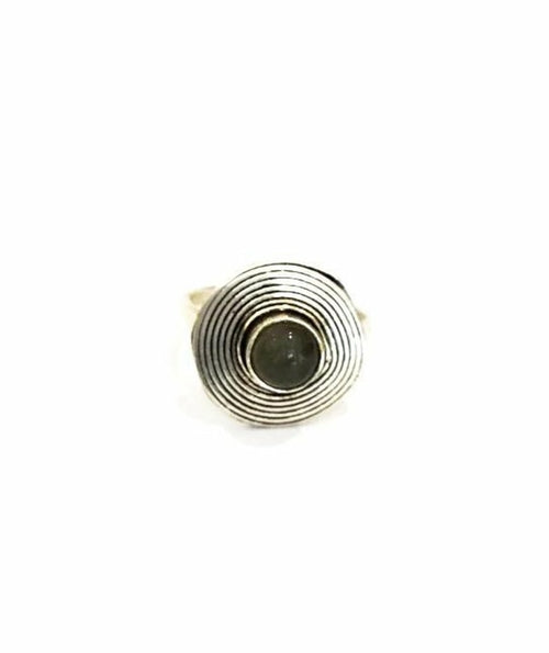 Handmade Circle Stone Ring - Brass and Silver, Hypoallergenic, One Size, Easy to Care For - Jewelry & Watches - Bijou Her - Colour -  - 