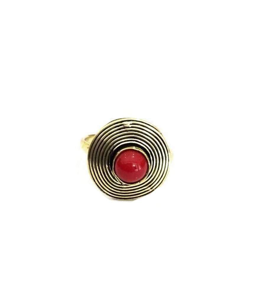 Handmade Circle Stone Ring - Brass and Silver, Hypoallergenic, One Size, Easy to Care For - Jewelry & Watches - Bijou Her -  -  - 