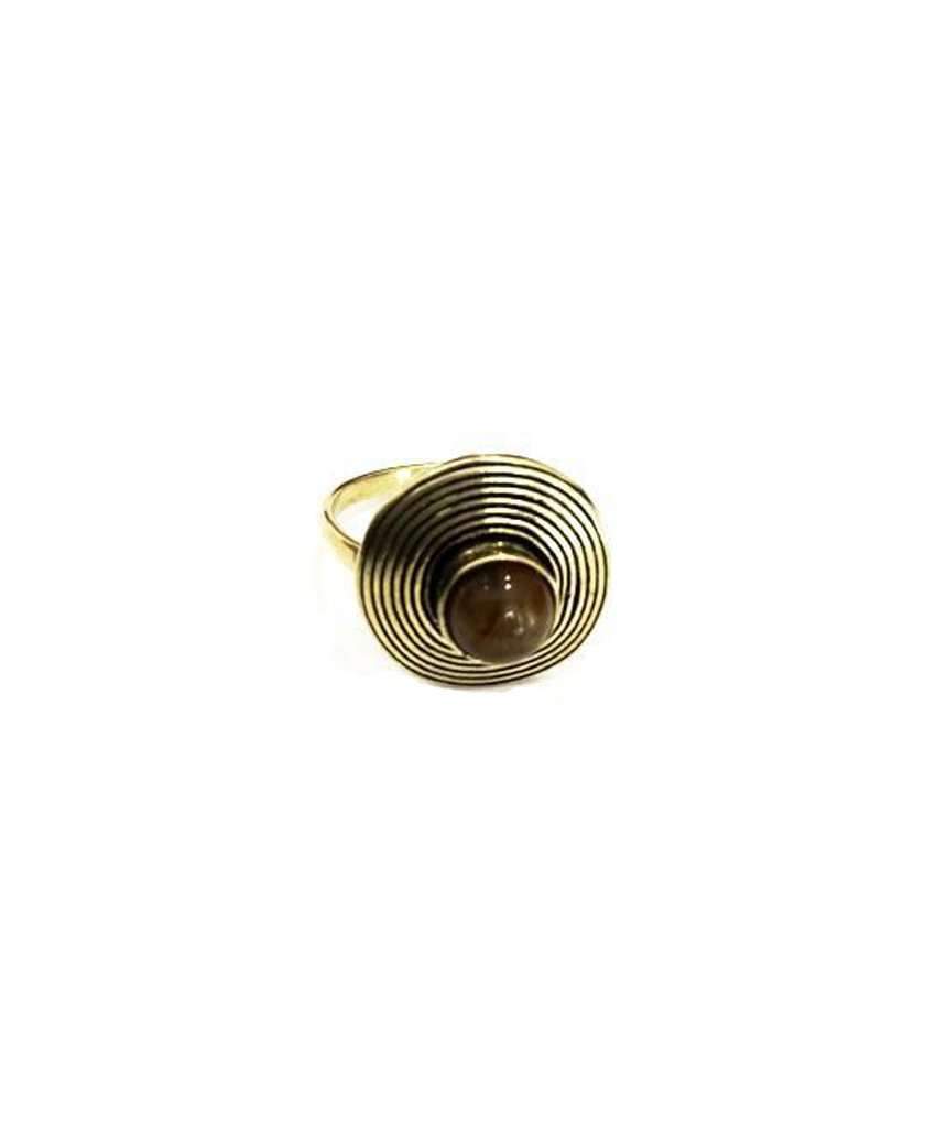 Handmade Circle Stone Ring - Brass and Silver, Hypoallergenic, One Size, Easy to Care For - Jewelry & Watches - Bijou Her -  -  - 
