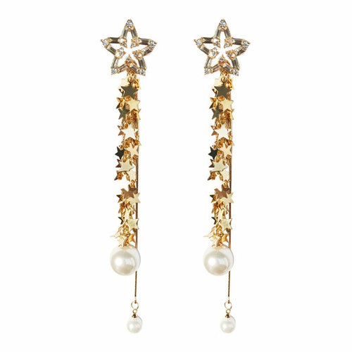 Pearl and Silver Tassel Earrings with Asymmetric Design - Jewelry & Watches - Bijou Her - Style -  - 