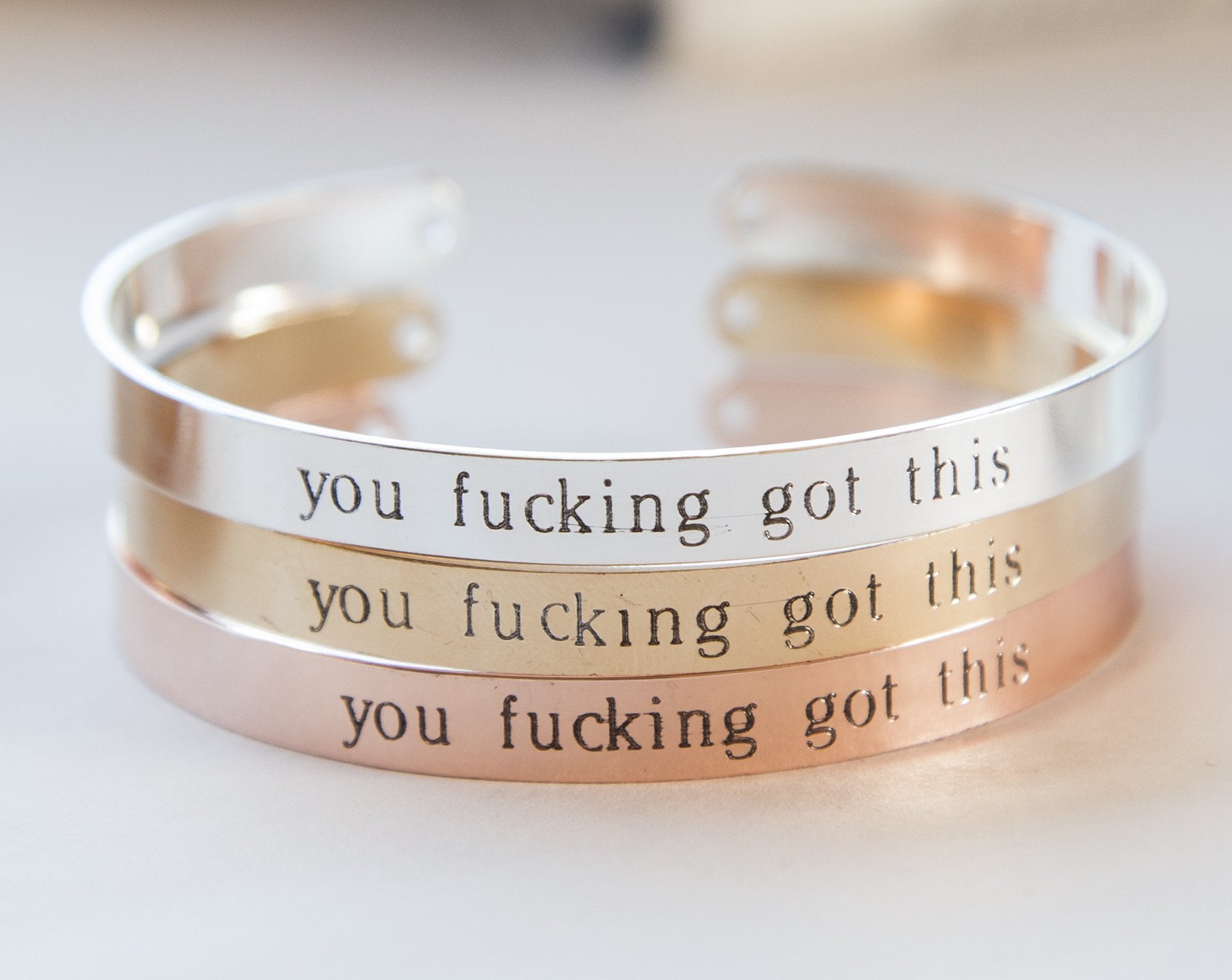 You Got This Engraved Bracelet - Inspirational Hidden Message Cuff - Jewelry & Watches - Bijou Her -  -  - 