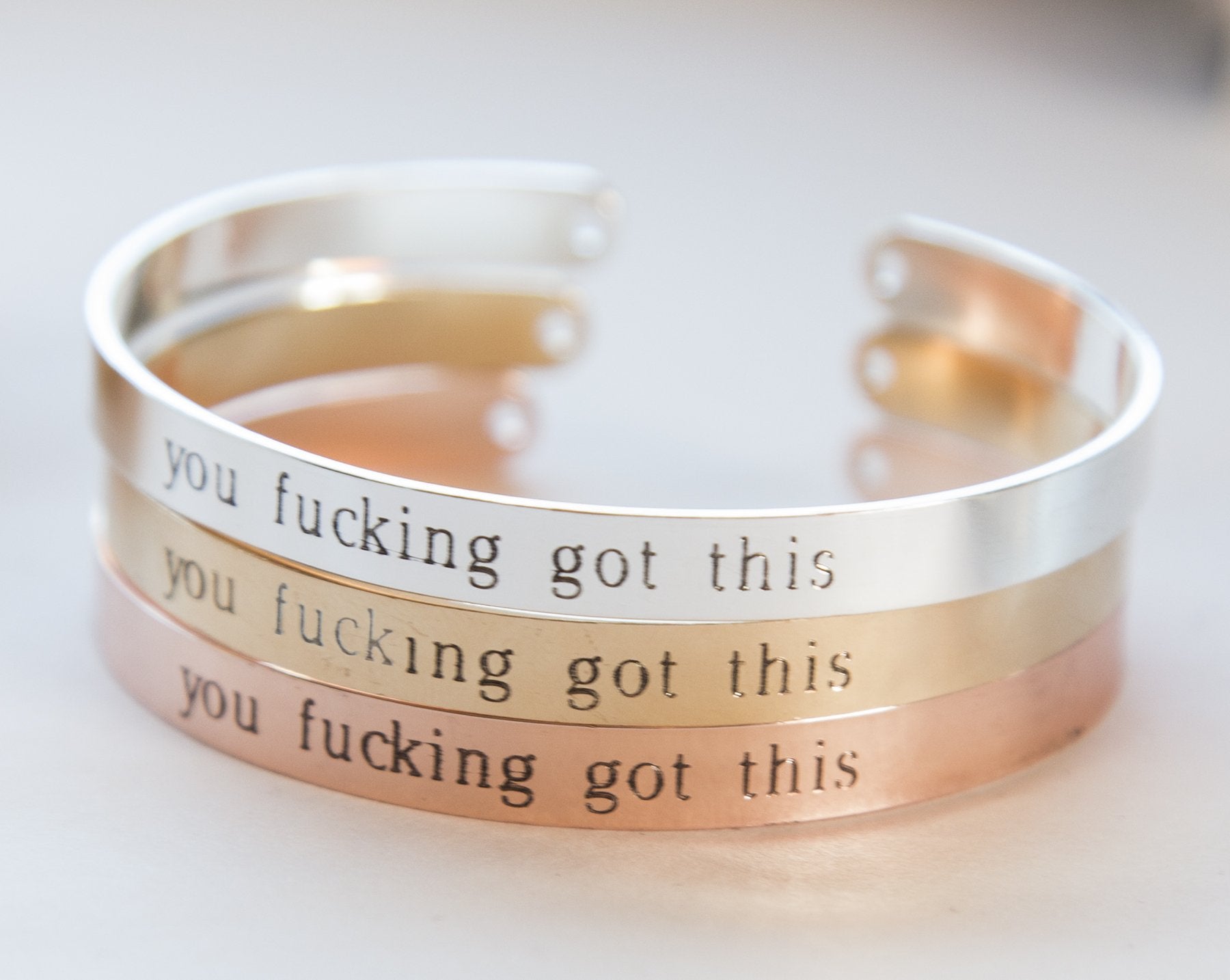 You Got This Engraved Bracelet - Inspirational Hidden Message Cuff - Jewelry & Watches - Bijou Her -  -  - 