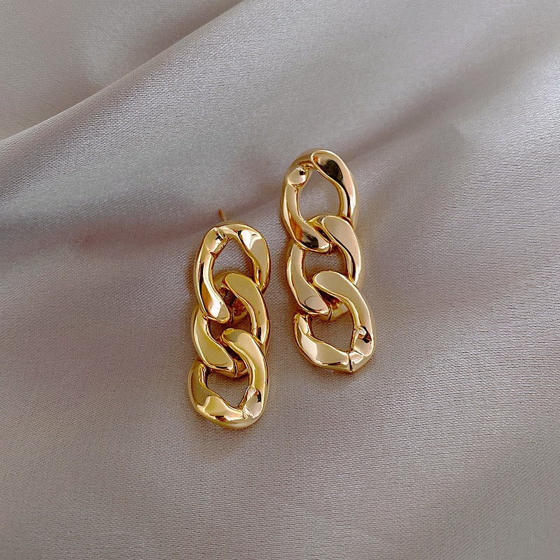 Stylish Alloy and S925 Cuba Chain Earrings - 3.6 x 1.2cm, 11.9g - Jewelry & Watches - Bijou Her -  -  - 