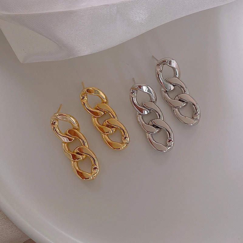 Stylish Alloy and S925 Cuba Chain Earrings - 3.6 x 1.2cm, 11.9g - Jewelry & Watches - Bijou Her -  -  - 