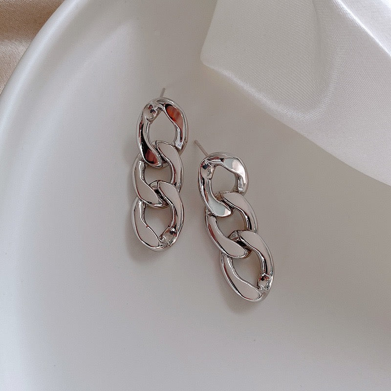 Stylish Alloy and S925 Cuba Chain Earrings - 3.6 x 1.2cm, 11.9g - Jewelry & Watches - Bijou Her -  -  - 