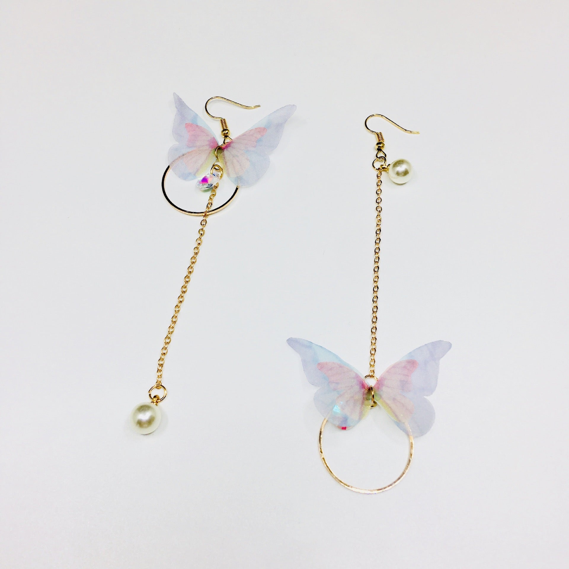 Shining Asymmetric Pearl Butterfly Earrings - Jan 2022 - 12.2cm Dimension - Jewelry & Watches - Bijou Her -  -  - 