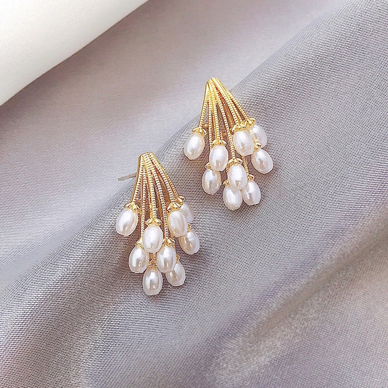 Sparkling Fireworks Pearl Stud Earrings - Alloy, 3x2cm - Jewelry & Watches - Bijou Her -  -  - 