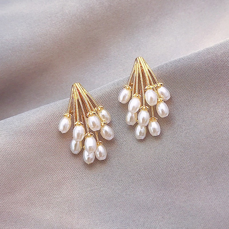 Sparkling Fireworks Pearl Stud Earrings - Alloy, 3x2cm - Jewelry & Watches - Bijou Her -  -  - 