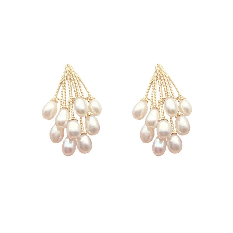 Sparkling Fireworks Pearl Stud Earrings - Alloy, 3x2cm - Jewelry & Watches - Bijou Her -  -  - 