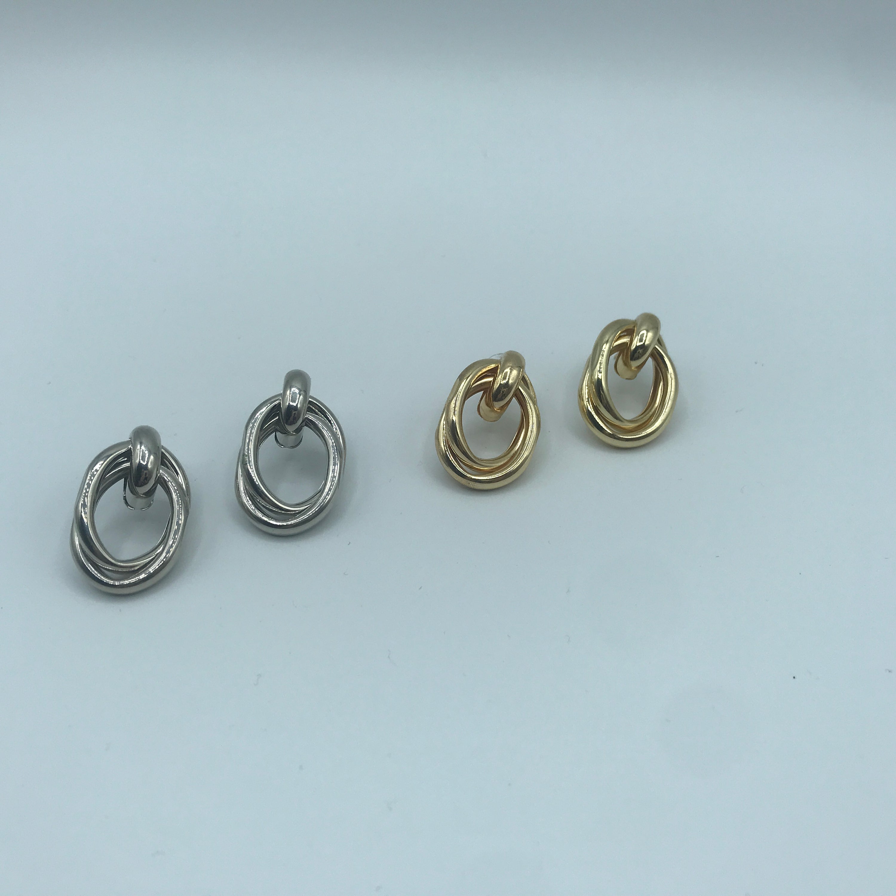 Steel Alloy Crossed Oval Hoop Earrings - 3.7cm, 12g - Jewelry & Watches - Bijou Her -  -  - 
