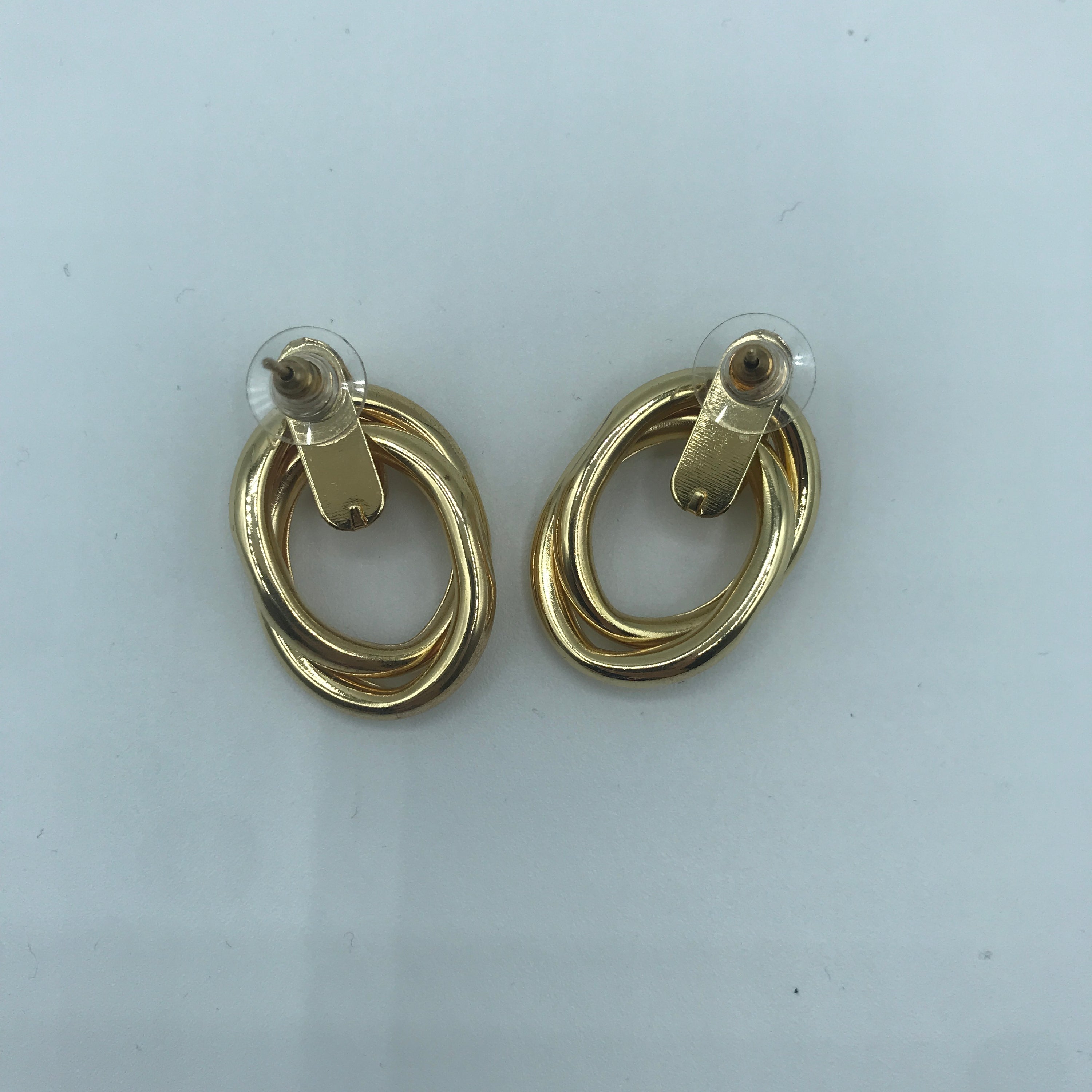 Steel Alloy Crossed Oval Hoop Earrings - 3.7cm, 12g - Jewelry & Watches - Bijou Her -  -  - 