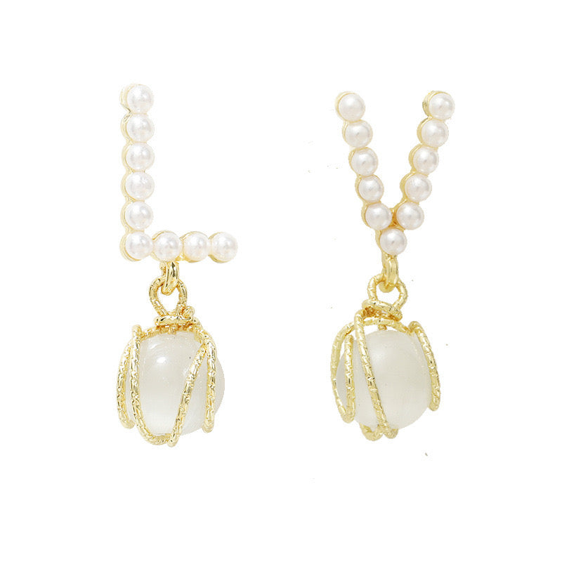 Opal Tassel Pearl Earrings - Artificial Opal & S925 Alloy Jewelry - Jewelry & Watches - Bijou Her -  -  - 