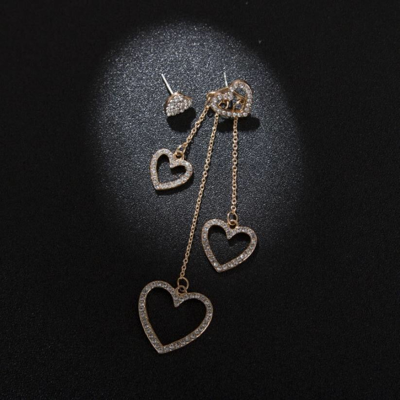 Rhinestone Heart Tassel Earrings - Elegant Alloy Jewelry - Jewelry & Watches - Bijou Her -  -  - 