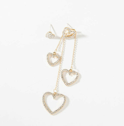 Rhinestone Heart Tassel Earrings - Elegant Alloy Jewelry - Jewelry & Watches - Bijou Her - Color -  - 