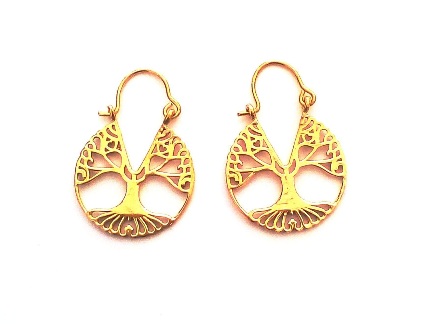 Tree of Life Earrings - Brass Silver Plated Jewelry for Women - Jewelry & Watches - Bijou Her -  -  - 