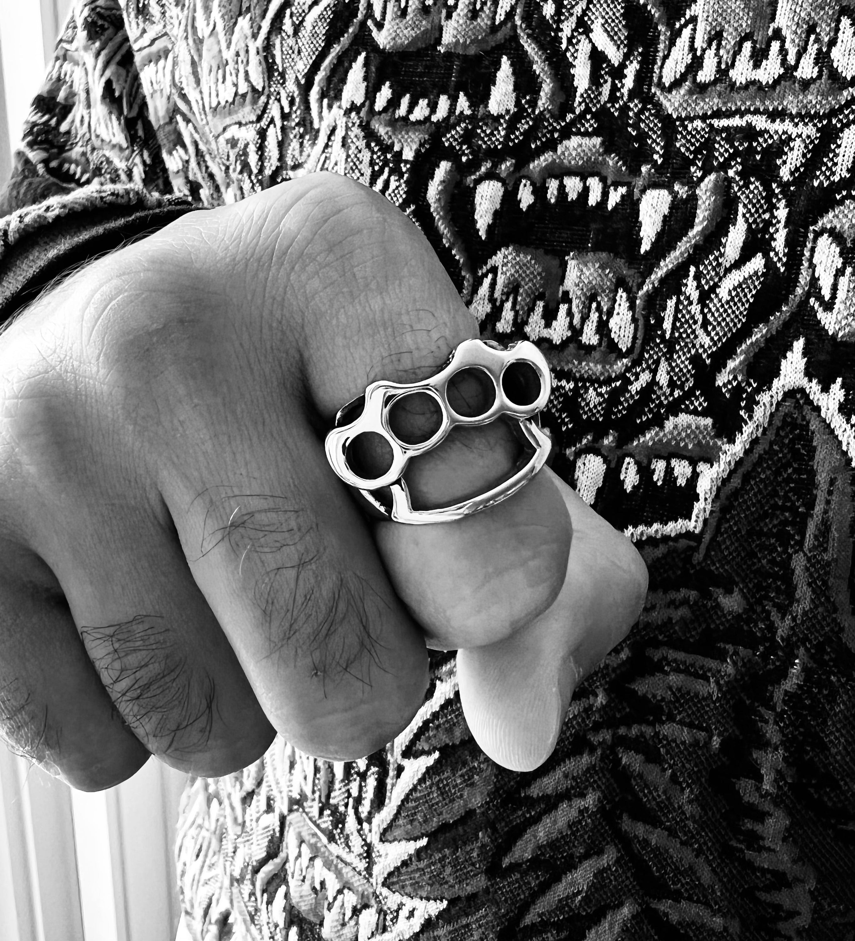 Stainless Steel Knuckle Duster Ring - Polished Finish, Durable, Hypoallergenic, 316L Surgical Steel Blend - Jewelry & Watches - Bijou Her -  -  - 
