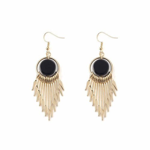 Vintage V-Shaped Tassel Earrings - Alloy Material, 7.5cm Length, 11.66g Weight - Jewelry & Watches - Bijou Her - Color -  - 