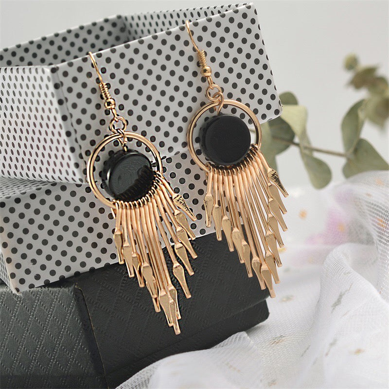 Vintage V-Shaped Tassel Earrings - Alloy Material, 7.5cm Length, 11.66g Weight - Jewelry & Watches - Bijou Her -  -  - 