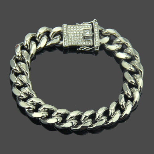 Studded Curb Chain Bracelet - Alloy, 20cm Length, 66g Weight - Jewelry & Watches - Bijou Her - Color -  - 