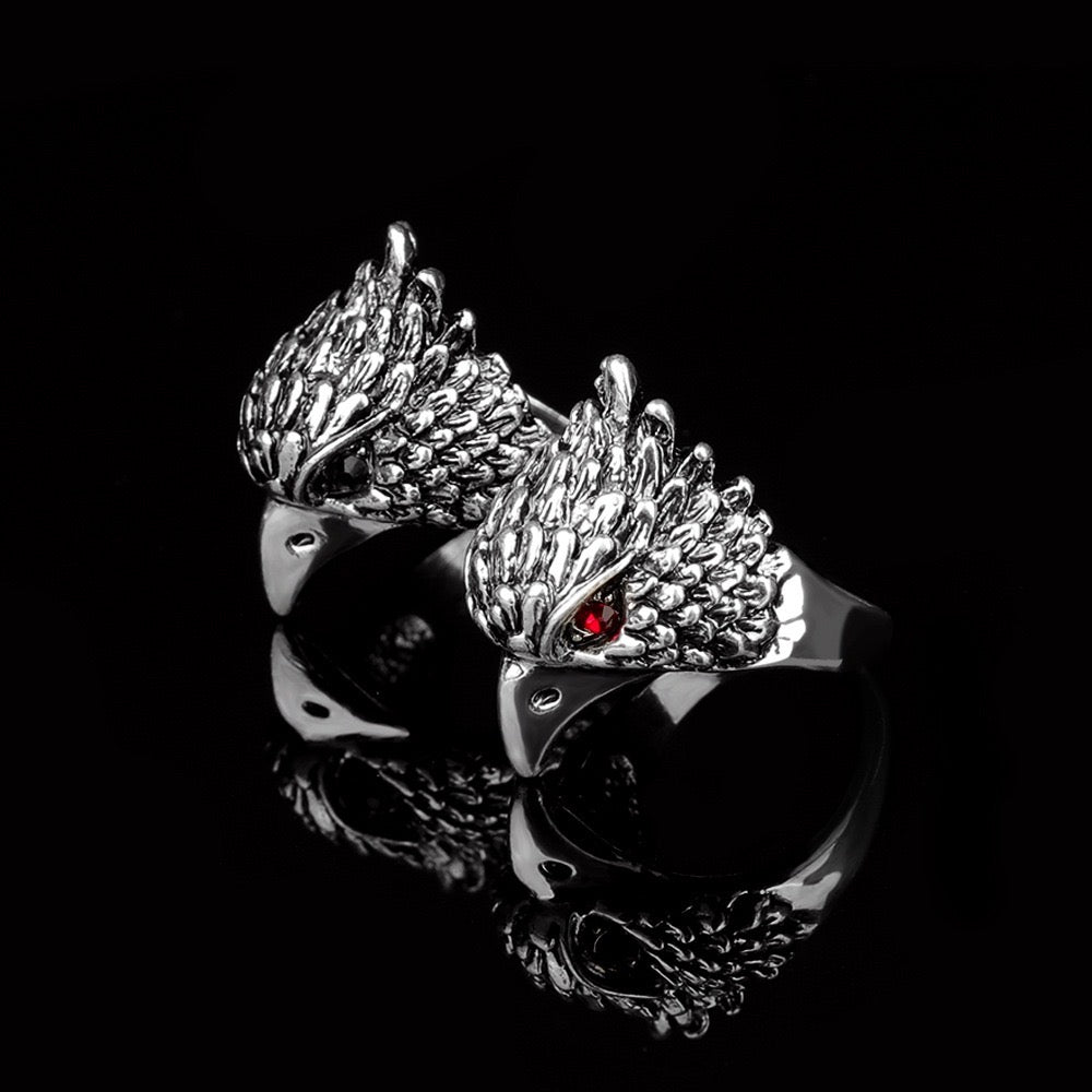 Rhinestone Red Eye Eagle Ring - 19.8mm Alloy Jewelry, 8.3g Weight - Jewelry & Watches - Bijou Her -  -  - 