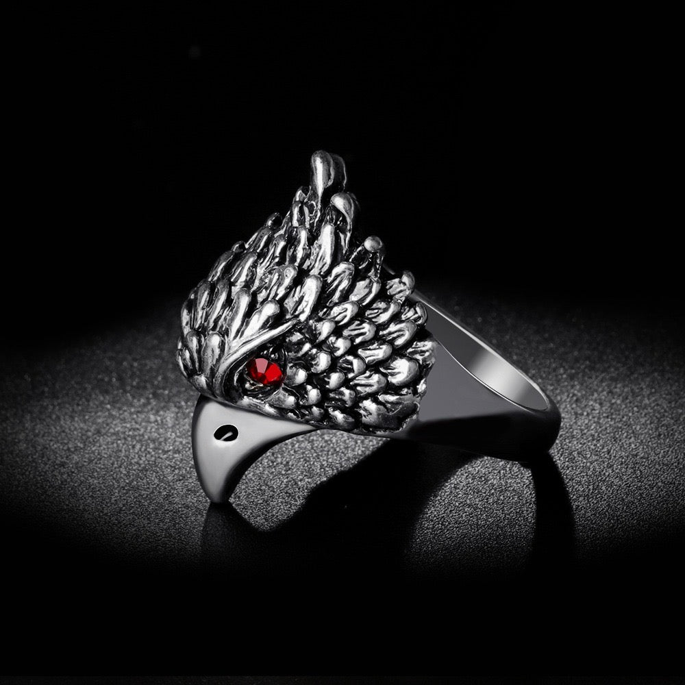 Rhinestone Red Eye Eagle Ring - 19.8mm Alloy Jewelry, 8.3g Weight - Jewelry & Watches - Bijou Her -  -  - 