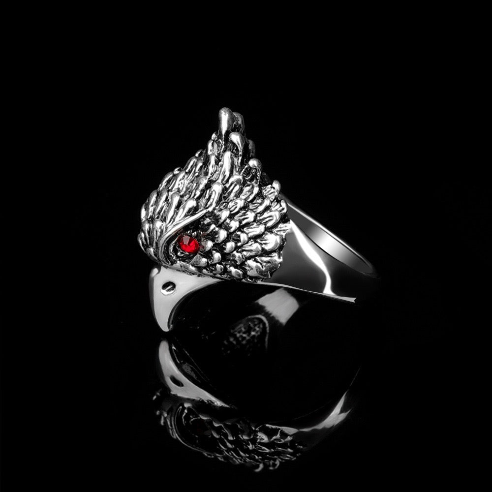 Rhinestone Red Eye Eagle Ring - 19.8mm Alloy Jewelry, 8.3g Weight - Jewelry & Watches - Bijou Her -  -  - 