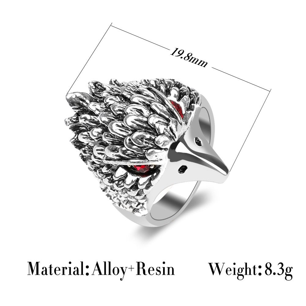 Rhinestone Red Eye Eagle Ring - 19.8mm Alloy Jewelry, 8.3g Weight - Jewelry & Watches - Bijou Her -  -  - 