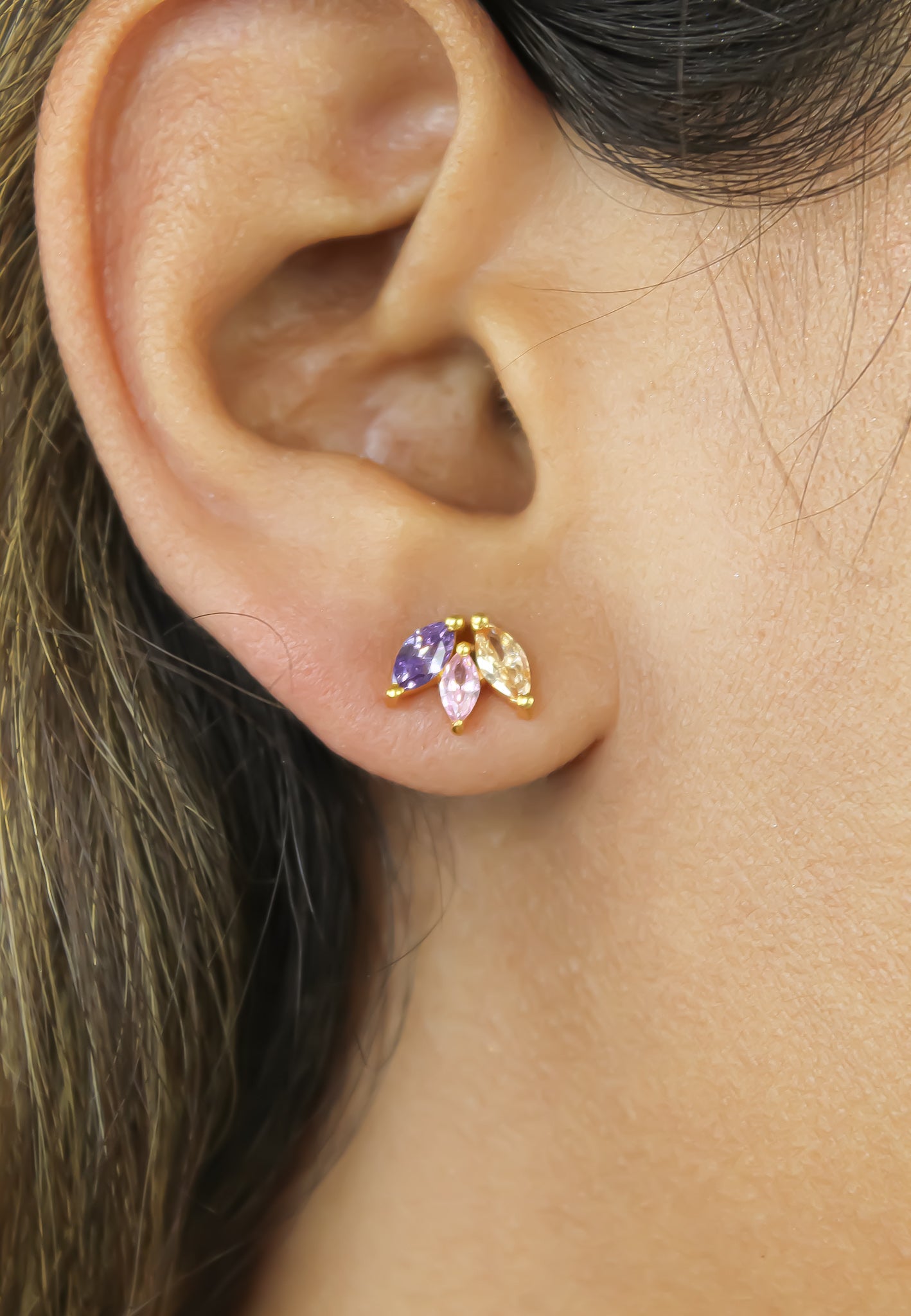 Zirconia Stone Fontana Earrings - 18K Gold-Plated & Hypoallergenic - Jewelry & Watches - Bijou Her -  -  - 