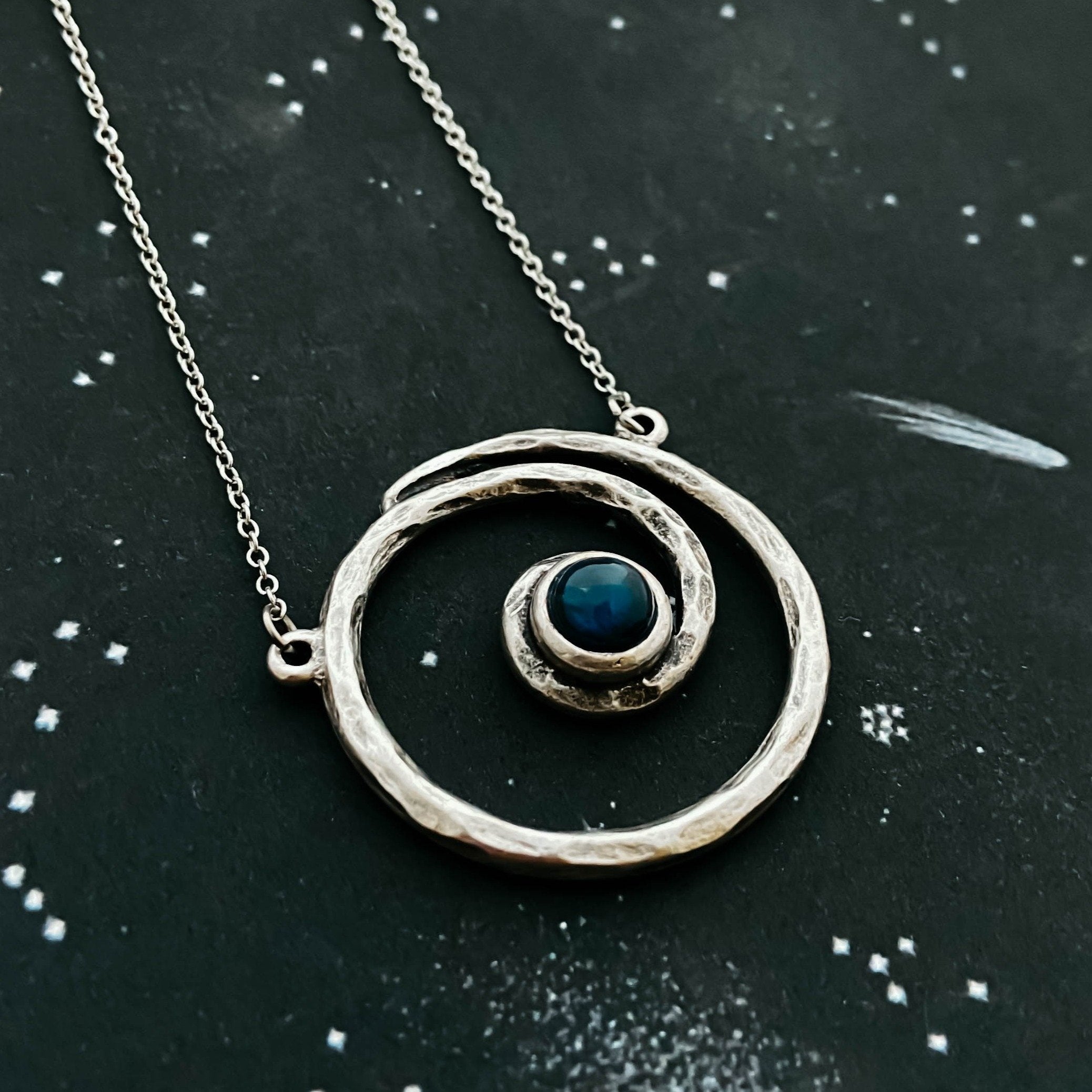 Spiral Silver Milky Way Jewelry Set with Blue Labradorite Stones - Necklace and Earrings - Jewelry & Watches - Bijou Her -  -  - 
