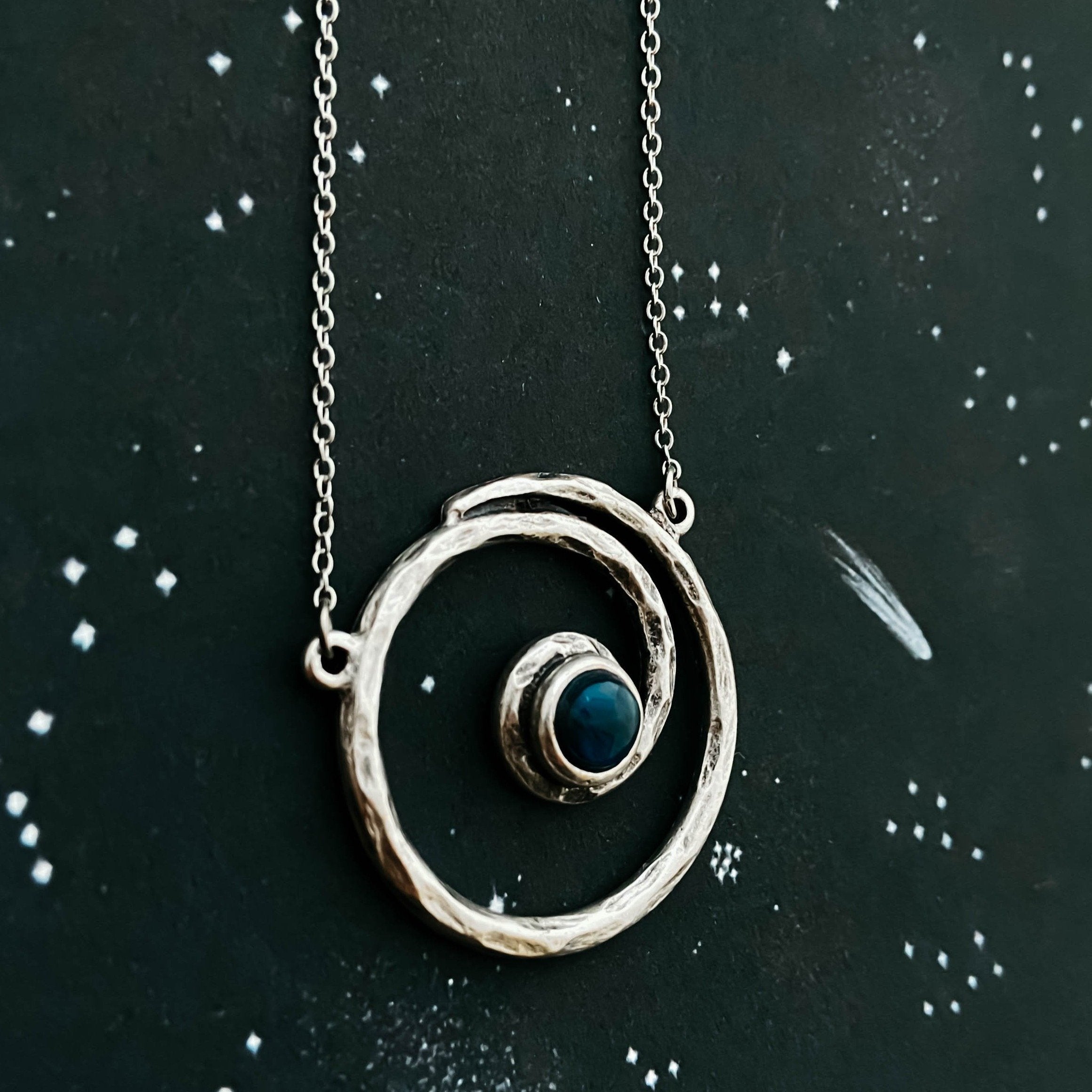 Spiral Silver Milky Way Jewelry Set with Blue Labradorite Stones - Necklace and Earrings - Jewelry & Watches - Bijou Her -  -  - 