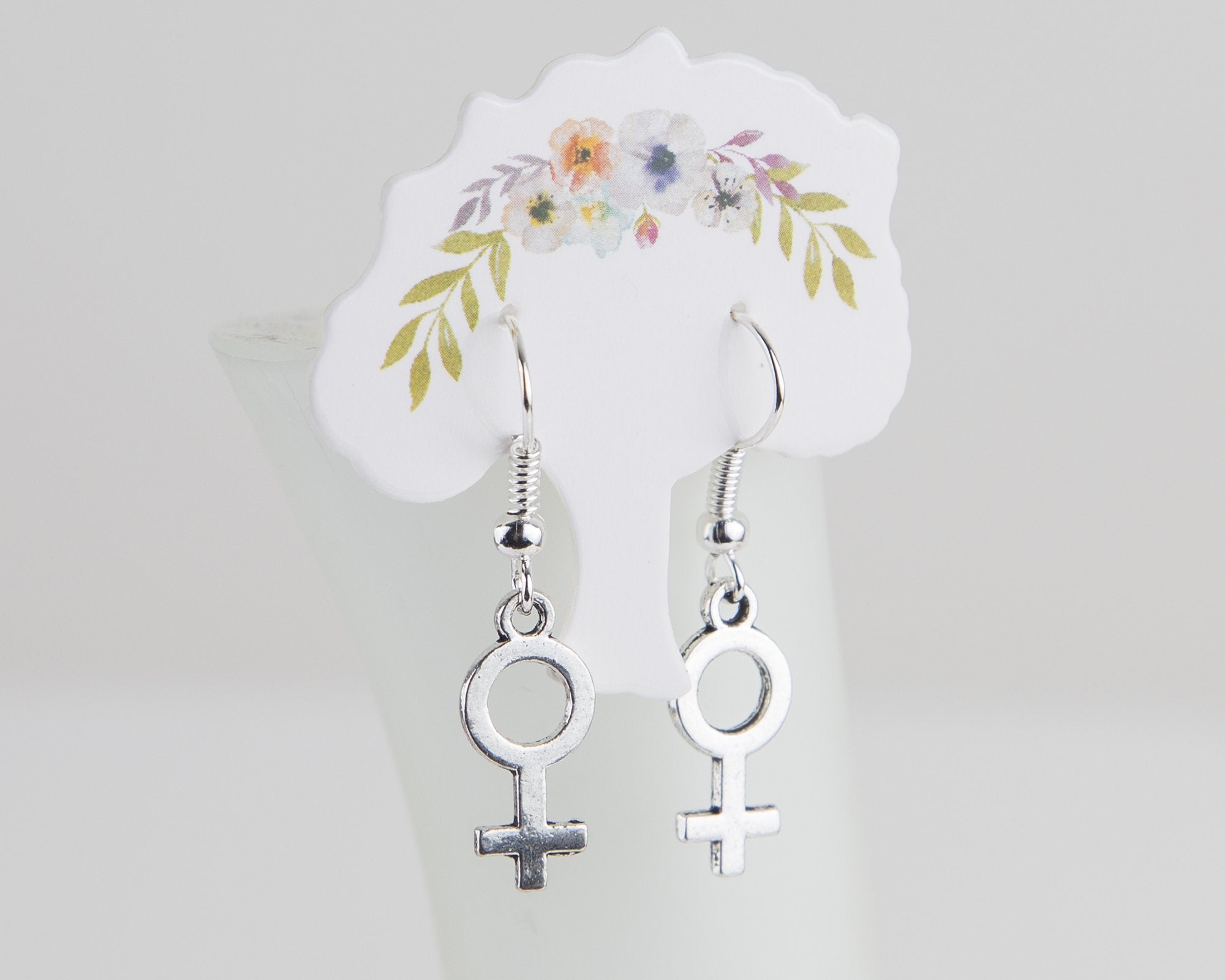 Silver Plated Female Symbol Earrings - 3cm Long for Girl Power - Jewelry & Watches - Bijou Her -  -  - 