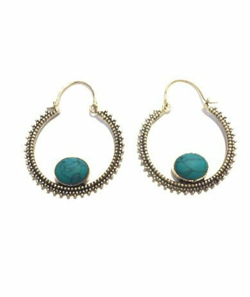 Stone Drop Earrings with Brass and Semi-Precious Stones - Hypoallergenic and Easy to Care For - Jewelry & Watches - Bijou Her - Size -  - 