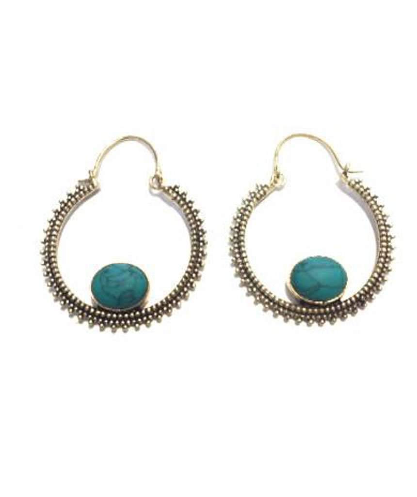 Stone Drop Earrings with Brass and Semi-Precious Stones - Hypoallergenic and Easy to Care For - Jewelry & Watches - Bijou Her -  -  - 