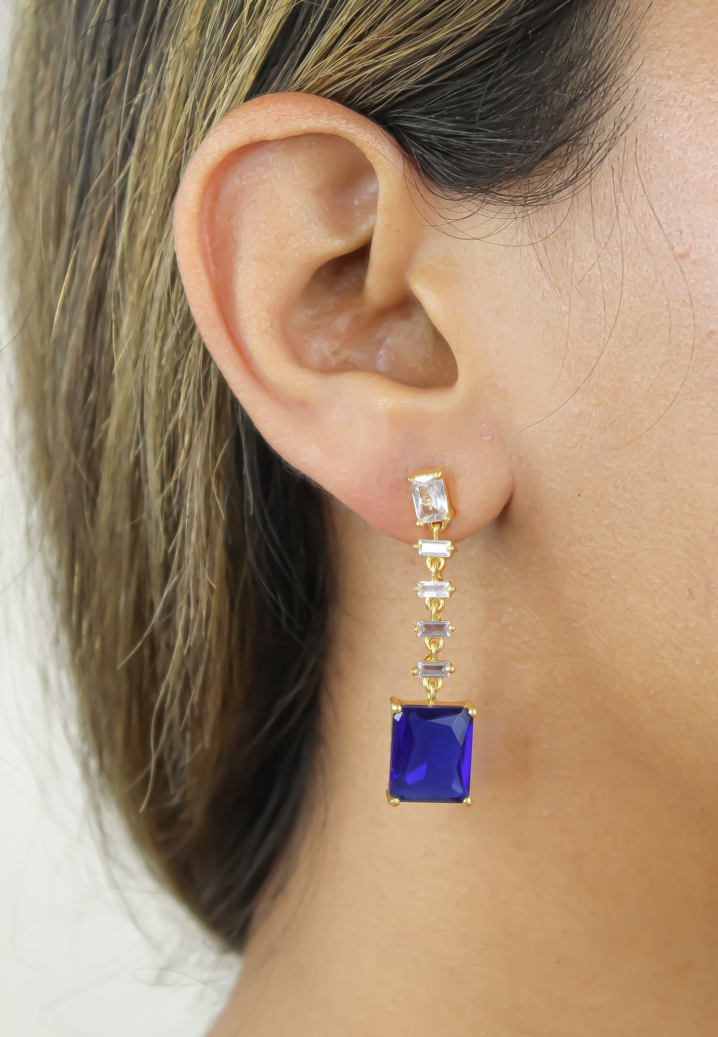 Golden Cruise Benares Earrings: 18K Gold-Plated with Zirconia Stones for Sensitive Ears - Jewelry & Watches - Bijou Her -  -  - 