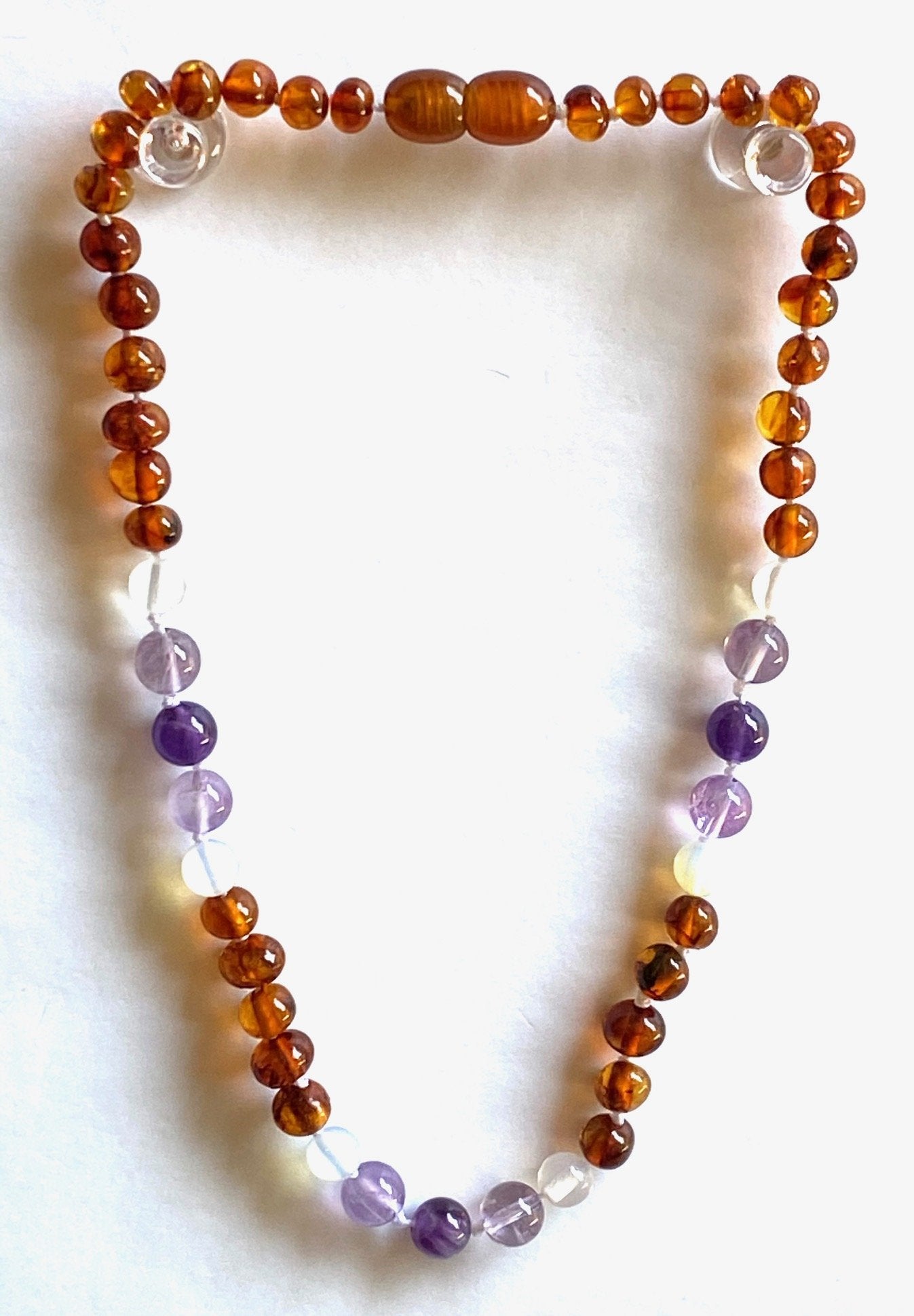 Purple Amber, Opalite, and Amethyst Baby Teething Necklace - Certified by GIA for Natural Relief and Safety - Jewelry & Watches - Bijou Her -  -  - 