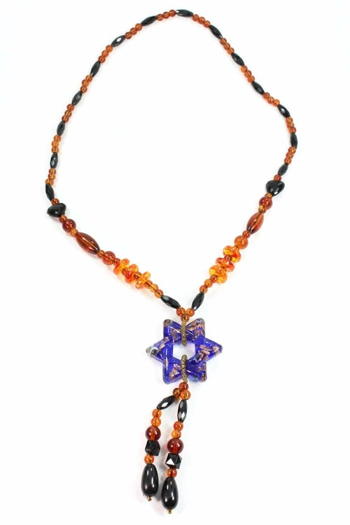 Gypsy Style Star Pendant Necklace with Shimmering Glass Beads - Necklaces - Bijou Her - Color -  - 