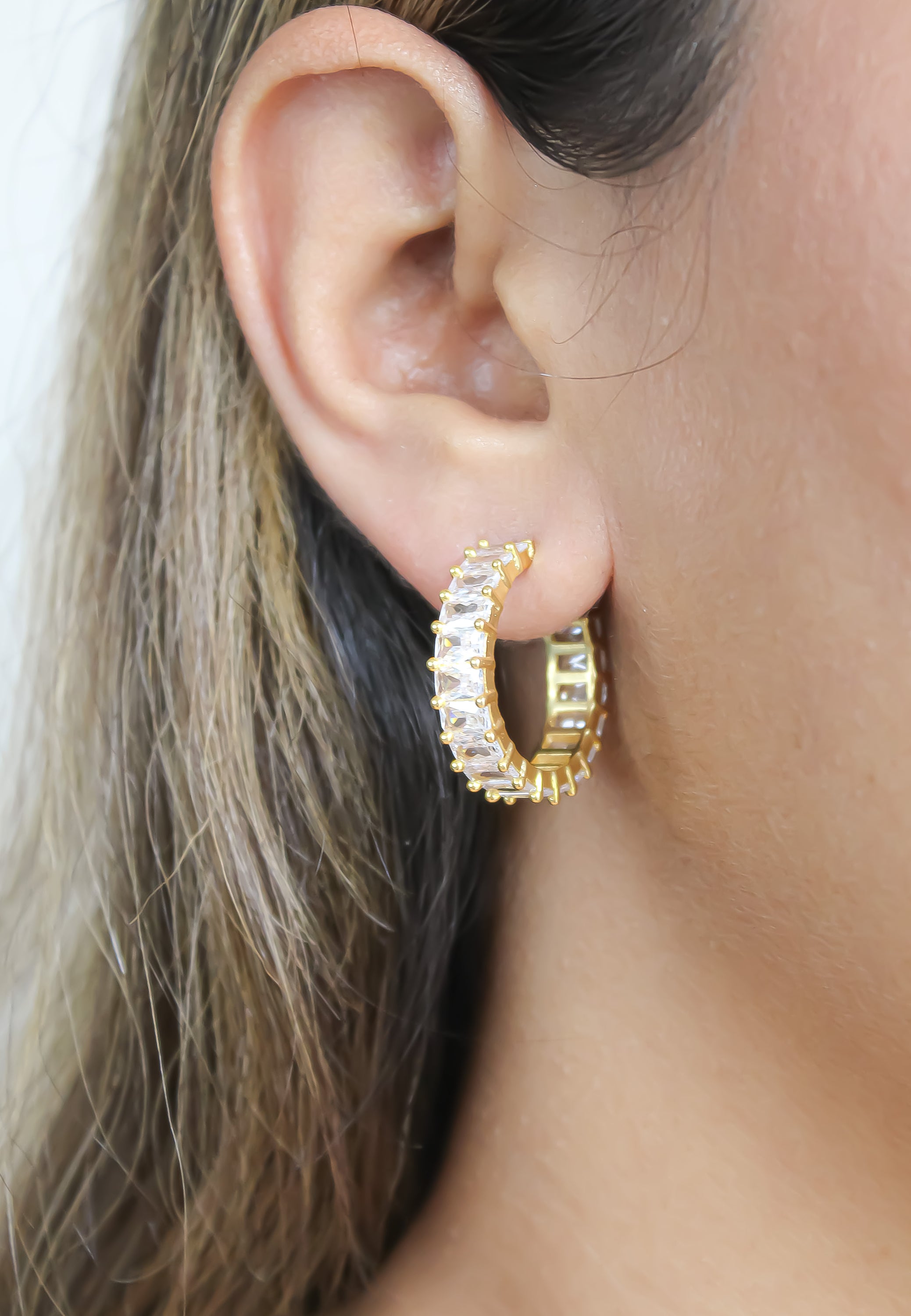 Gold-Plated Zirconia Earrings for Pierced Ears - Sustainable and Hypoallergenic - Jewelry & Watches - Bijou Her -  -  - 