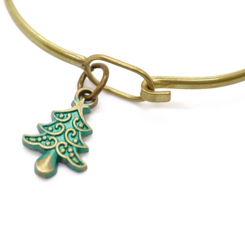 Vintage Hand-Painted Christmas Tree Charm - Necklace or Bracelet - Jewelry & Watches - Bijou Her -  -  - 