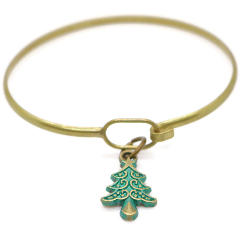 Vintage Hand-Painted Christmas Tree Charm - Necklace or Bracelet - Jewelry & Watches - Bijou Her -  -  - 