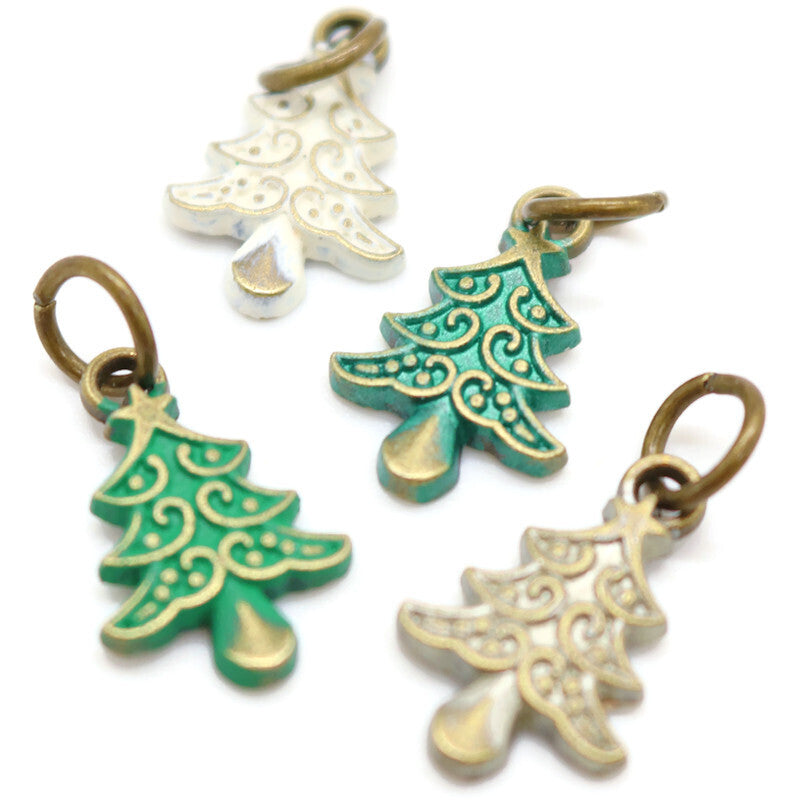Vintage Hand-Painted Christmas Tree Charm - Necklace or Bracelet - Jewelry & Watches - Bijou Her -  -  - 