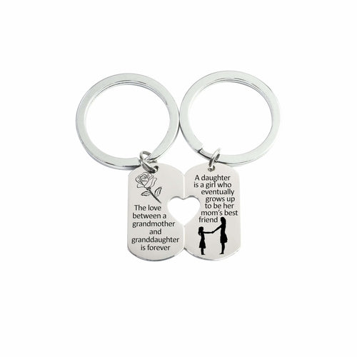 Heart Cutout Inspirational Keychain Set - Solid Stainless Steel - Jewelry & Watches - Bijou Her - Color - Option - 