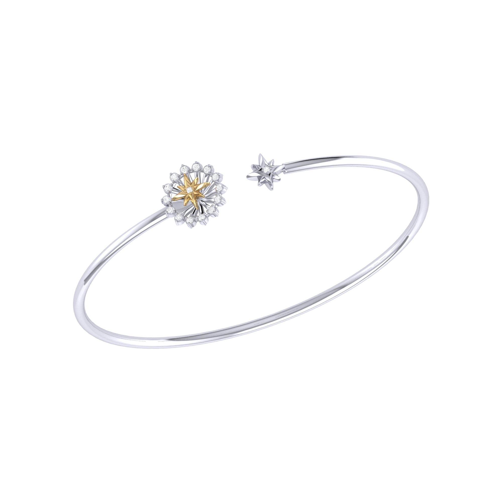 Starburst Adjustable Diamond Two-Tone Cuff in 14K Yellow Gold - Jewelry & Watches - Bijou Her -  -  - 
