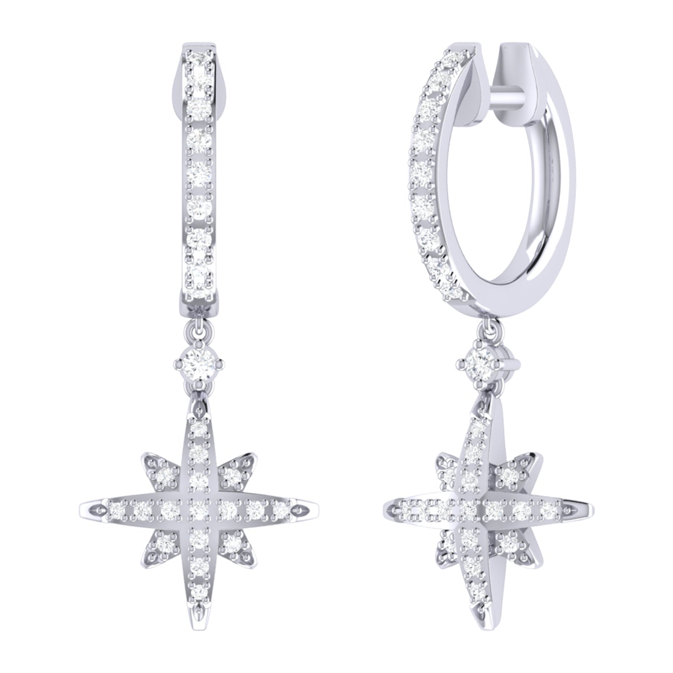 Supernova Diamond Hoop Earrings: Sterling Silver, 0.27 Carats, Handmade - Jewelry & Watches - Bijou Her -  -  - 
