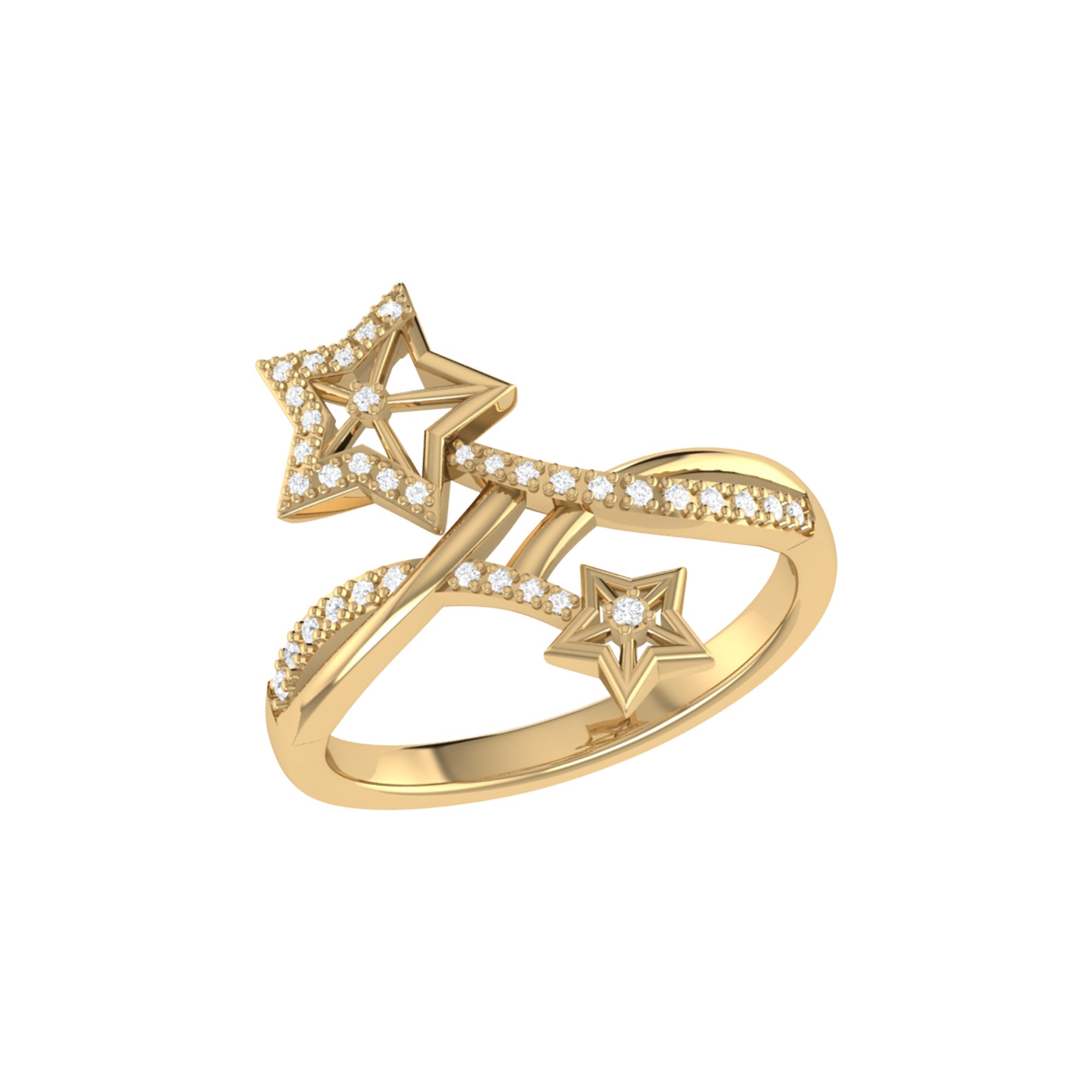 Stars Entwined Diamond Ring in 14K Gold Vermeil: Genuine Diamonds, Handmade to Order - Jewelry & Watches - Bijou Her -  -  - 