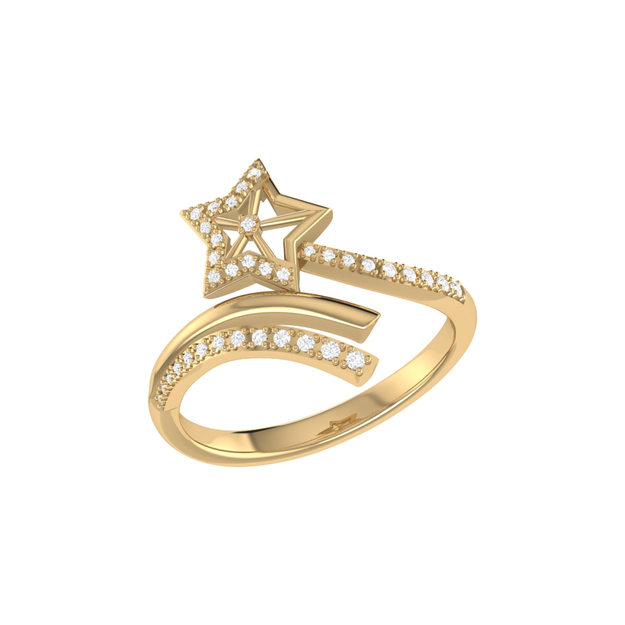 Star Spangled Night Diamond Ring in 14K Yellow Gold - Genuine Diamonds, Custom Sizes - Jewelry & Watches - Bijou Her -  -  - 