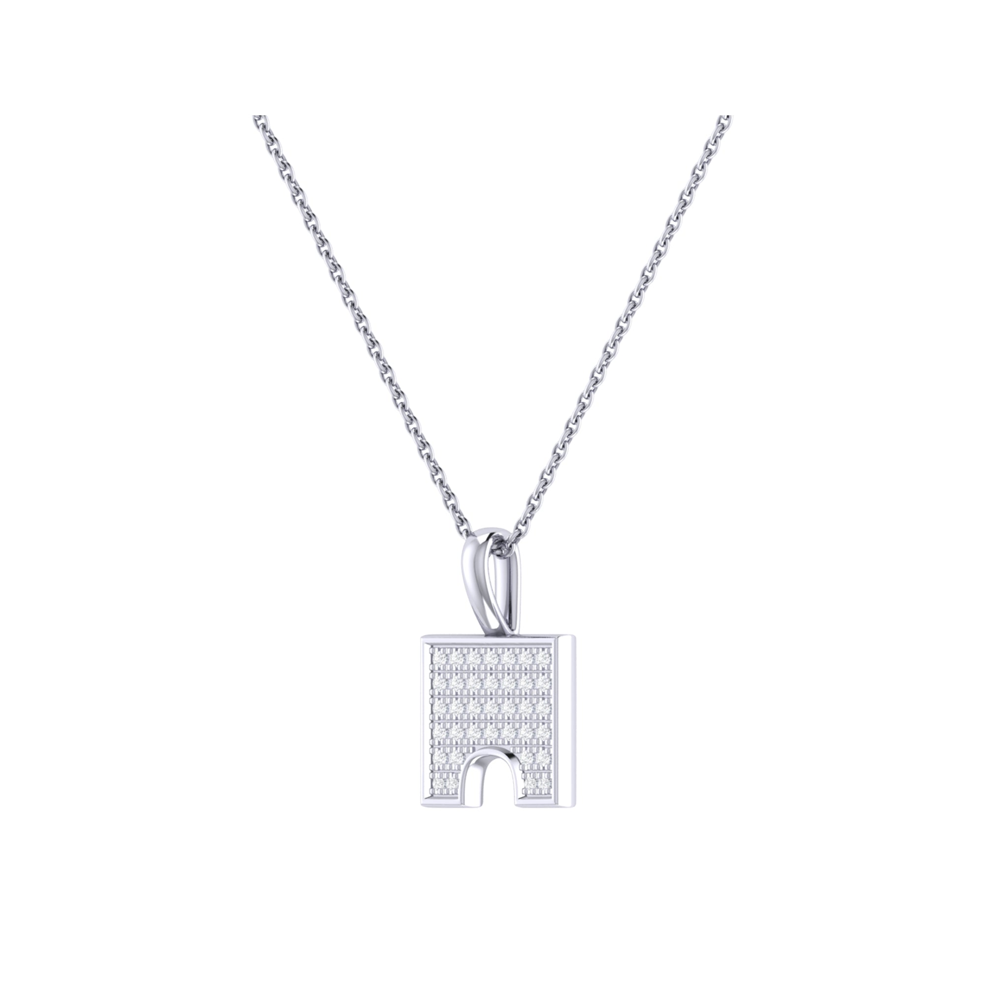 Sterling Silver City Arches Diamond Pendant - Elegant 0.09 Carat Micro Pave Setting Necklace with Cable Chain - Jewelry & Watches - Bijou Her -  -  - 