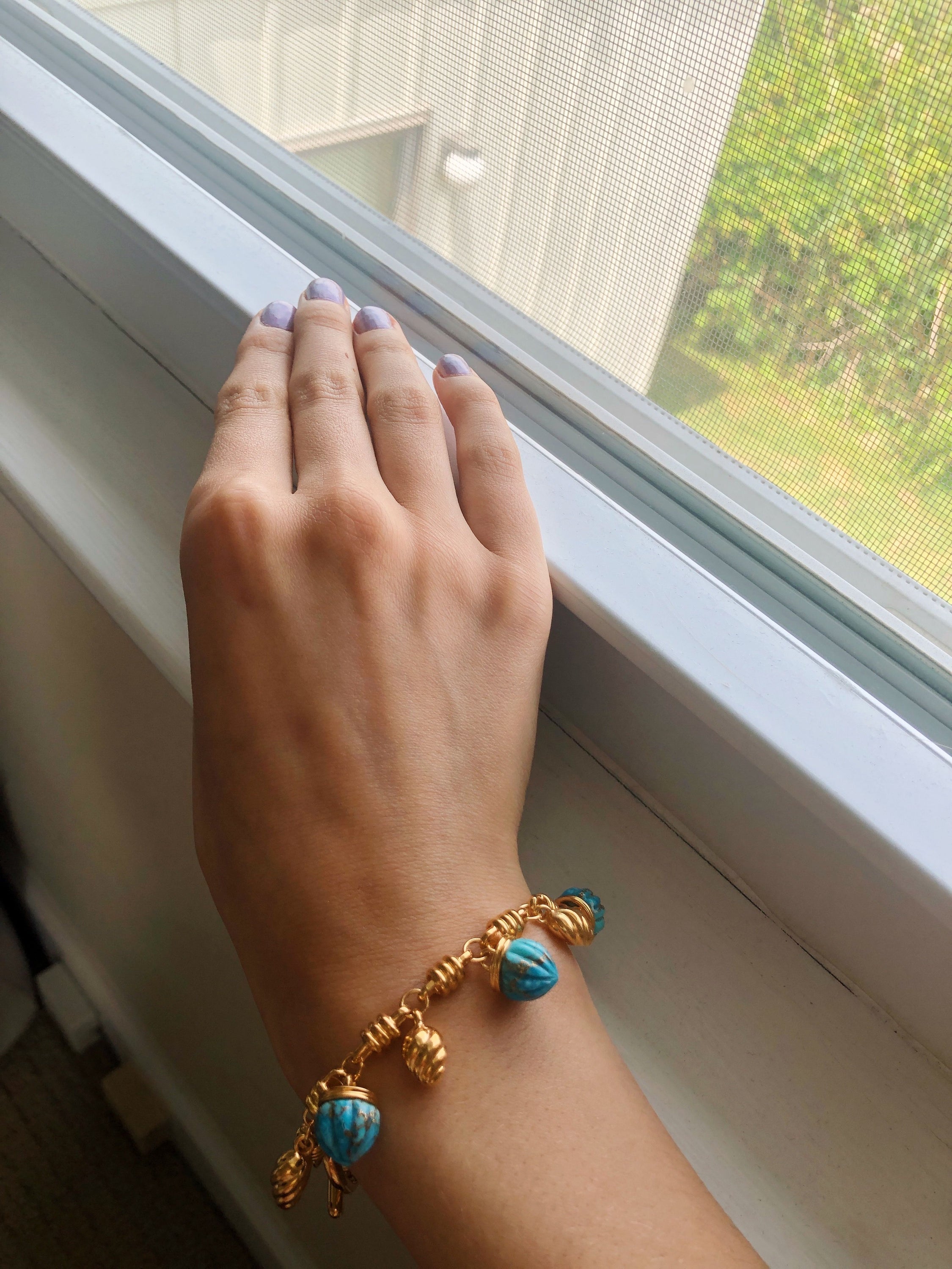 Sunshine Twist Turquoise Bracelet in 14K Gold Plating - Handmade and Inspirational - Jewelry & Watches - Bijou Her -  -  - 