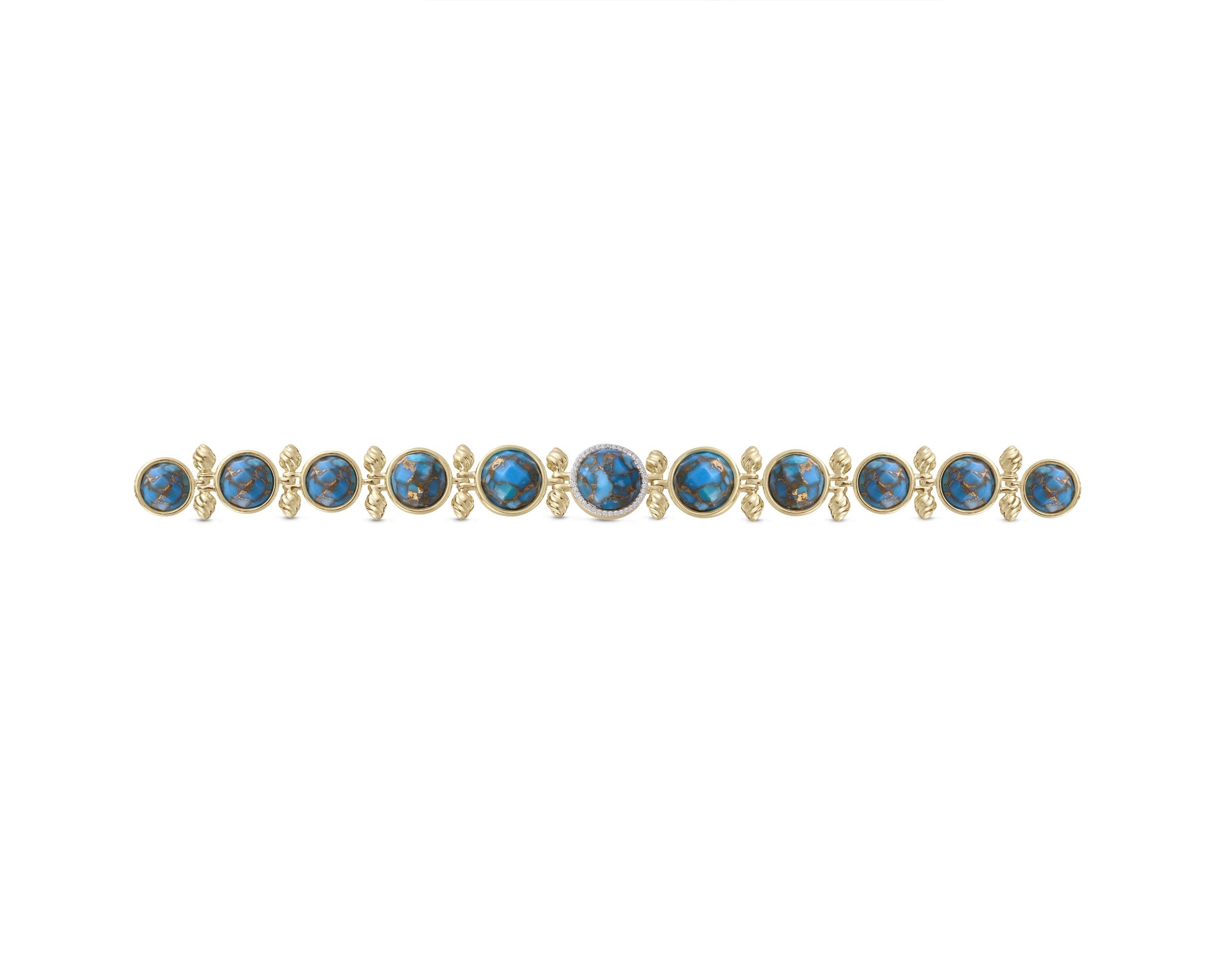 Turquoise & Diamond Summer Nights Bracelet in 14K Gold Plating - LMJ Sunshine Twist Collection - Jewelry & Watches - Bijou Her -  -  - 