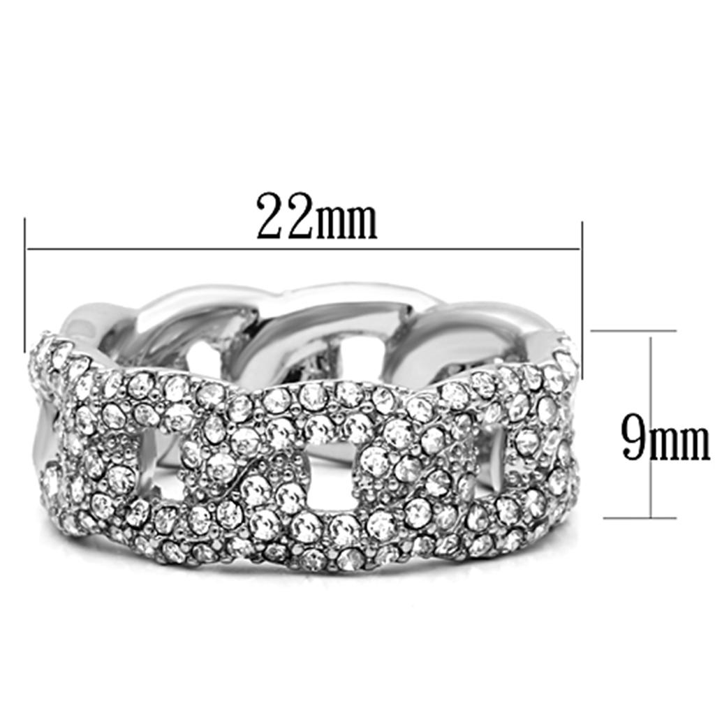 Rhodium Brass Ring with Top Grade Crystal - Clear Center Stone, 4-7 Day Shipping Lead Time - Jewelry & Watches - Bijou Her -  -  - 